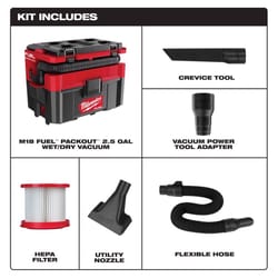 Milwaukee M18 FUEL PACKOUT 0970-20 2.5 gal Cordless Wet/Dry Vacuum Tool Only 18 V