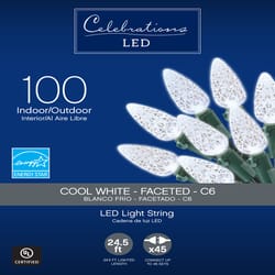 庆祝LED C6酷白100 ct串圣诞灯24.75 ft.