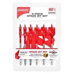 Diablo 6 in. L High Speed Steel Clean Wood Spade Bit Set Hex Shank 6 pc