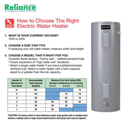 Reliance 30 gal 3800 W Electric Water Heater