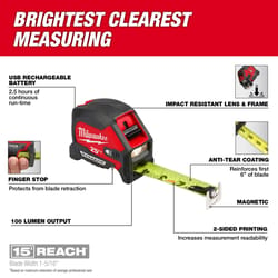 Milwaukee 25 ft. L X 1-1/16 in. W Compact Wide Blade with LED Light Magnetic Tape Measure 1 pk
