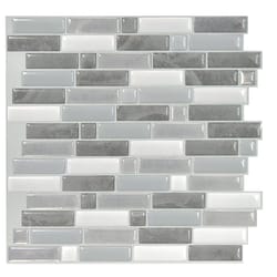 Smart Tiles 9.36 in. W X 9.73 in. L Gray/White Mosaic Vinyl Adhesive Wall Tile 4 pc