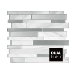 Smart Tiles 9.63 in. W X 11.55 in. L Gray/White Mosaic Vinyl Adhesive Wall Tile 4 pc