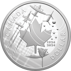 : Revers du dollar épreuve numismatique en argent pur 2024 - 100e anniversaire de l'Aviation royale canadienne