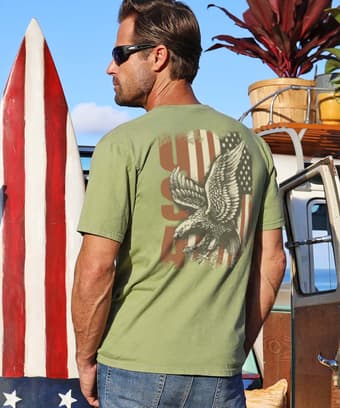 Eagle Flag - Hemp Dyed Short Sleeve Crewneck T-Shirt