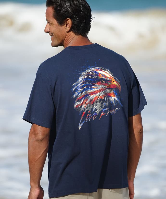 Live Free - Navy Short Sleeve Crewneck T-Shirt