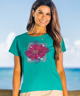 Radiant Beauty - Jade Short Sleeve Scoop Neck T-Shirt