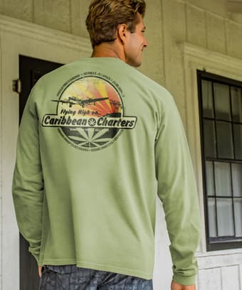 Caribbean Charters - Hemp Dyed Long Sleeve Crewneck T-Shirt