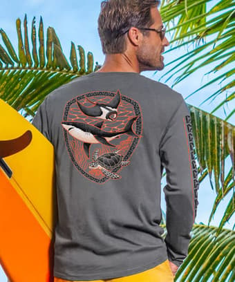 Shark Reef Scene - Smoke Long Sleeve Pima T-Shirt