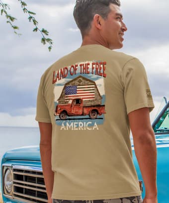 Land Of The Free Vintage - Kona Coffee Dyed Short Sleeve Crewneck T-Shirt
