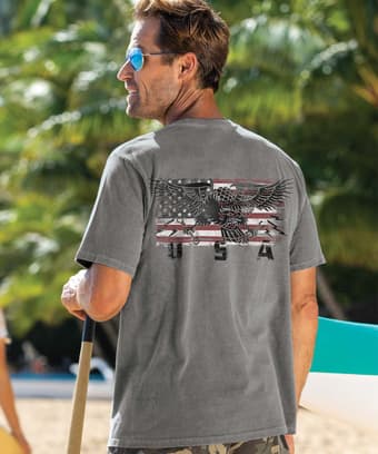 USA Eagle Flag - Crater Dyed&reg; Short Sleeve Crewneck T-Shirt