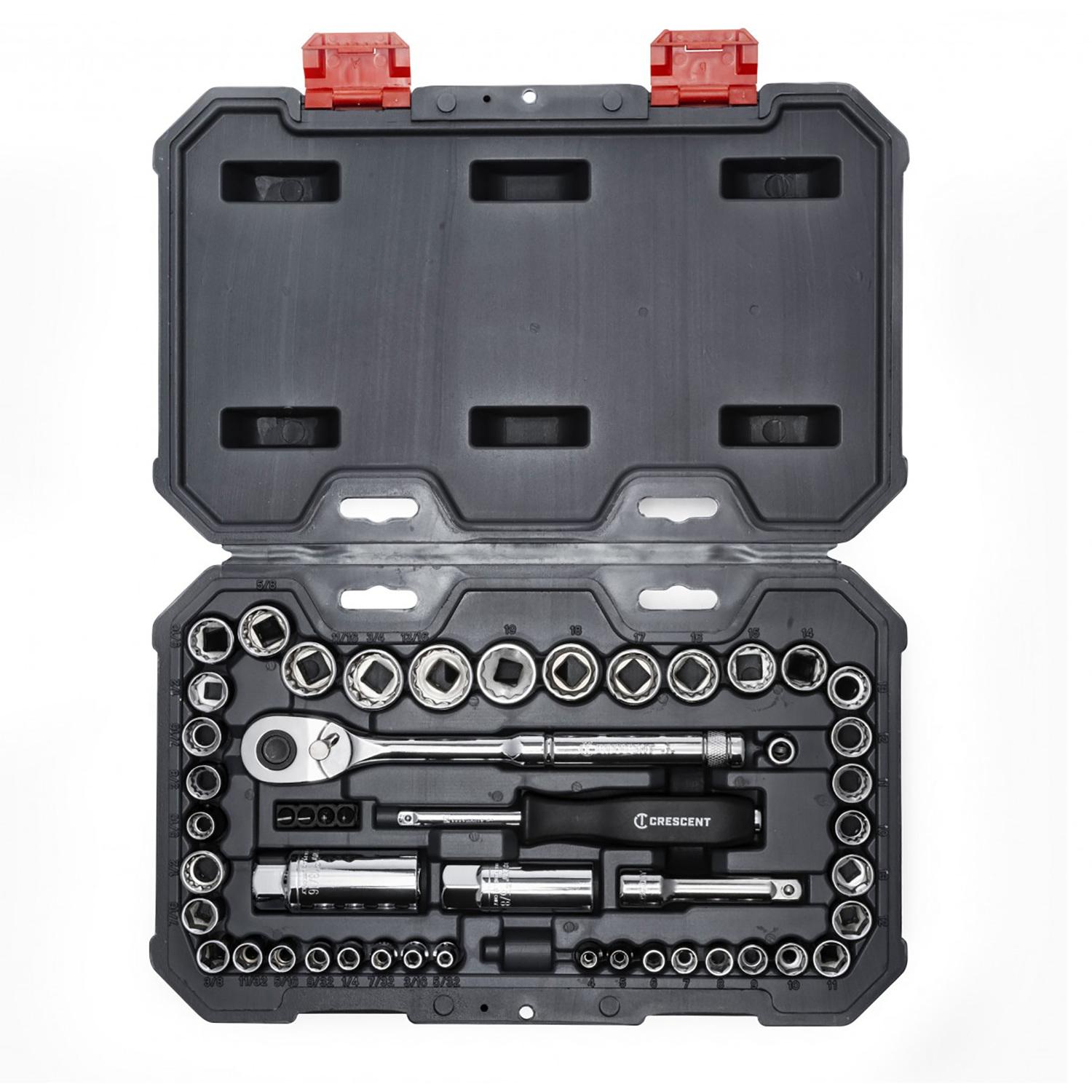 Crescent 1/4 and 3/8 in. drive Metric and SAE 6 and 12 Point Socket Wrench Set 50 pc Sansujyuku sansujyuku.com