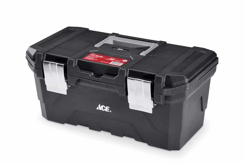Ace 16 in. Plastic Tool Box 9.25 in. W x 10.5 in. H Black Ace Hardware