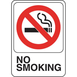 HILLMAN English White No Smoking Sign 5 in. H X 7 in. W