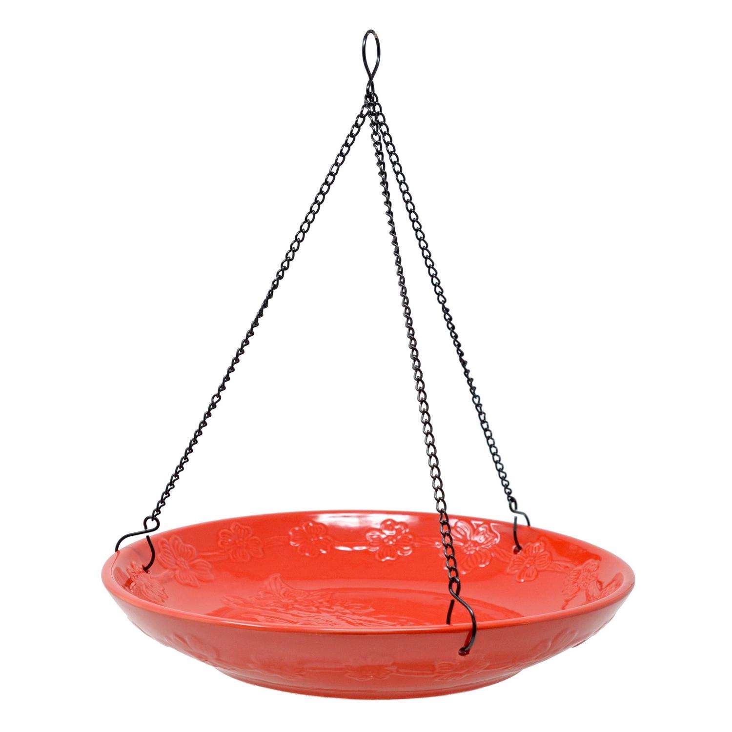 Backyard Essentials Orange Ceramic 14 in. Hanging Bird Bath Ace Hardware