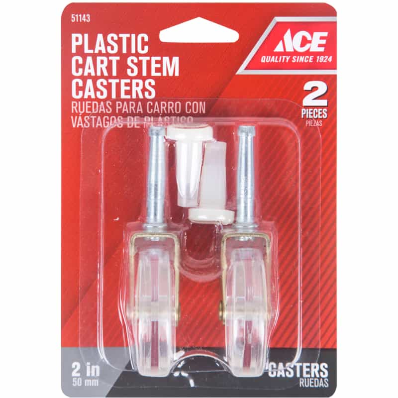 Ace 2 in. Dia. Swivel Plastic Caster Wheel with Stem 60 lb. 2 pk Ace