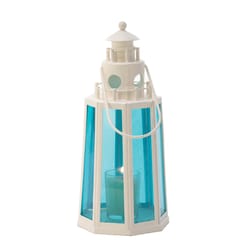 Gallery of Light Lighthouse 13.25 in. Glass/Metal Warm White Lantern