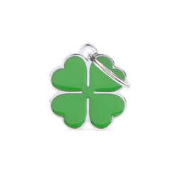 MyFamily Charms Green Four Leaf Clover Metal Dog Pet Tags Small
