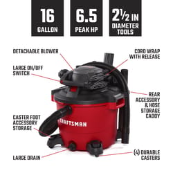 Craftsman 16 gal Corded Wet/Dry Vacuum with Blower 12 amps 120 V 6.5 HP