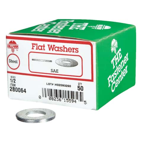 Hillman Zinc-Plated Steel 1/2 in. SAE Flat Washer 50 pk Hillman Zinc-Plated Steel 1/2 in. SAE Flat Washer 50 pk