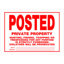 HILLMAN English White Private Property Sign 10 in. H X 14 in. W