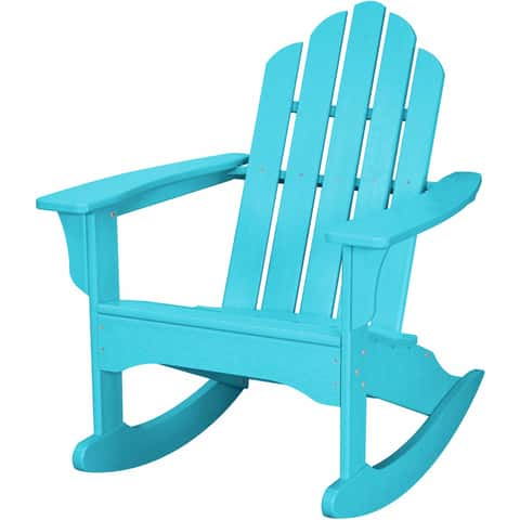 Hanover All Weather Blue HDPE Frame Adirondack Rocking Chair Ace