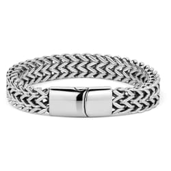 Montana Silversmiths Men's Double Link Round Silver Bracelet Stainless Steel One Size Fits Most