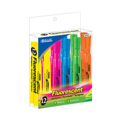 Bazic Products Fluorescent Neon Color Assorted Chisel Tip Highlighter 12 pk