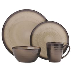 Mikasa Gourmet Basics Anastasia Cream Stoneware Modern Dinnerware Set 16 pc