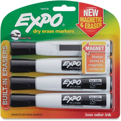 EXPO Black Chisel Tip Markers 4 pk