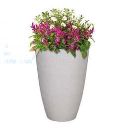 L&G Solutions 21.9 in. H X 16 in. D Polyresin Speckle Tall Planter White