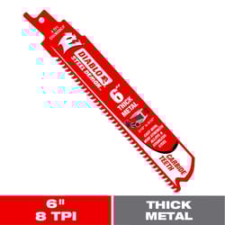 Diablo Steel Demon 6 in. Carbide Tipped Thick Metal Reciprocating Saw Blade 8 TPI 1 pc