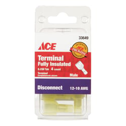 Ace Insulated Wire Male Disconnect Yellow 4 pk