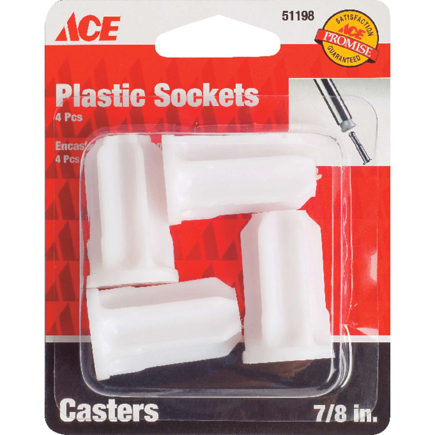 Ace 5/16 in. Dia. Plastic Caster Socket 4 pk Ace Hardware