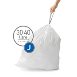 Simplehuman Custom Fit Code J 10.5 gal Trash Can Liners Drawstring 60 pk 1.18 mil