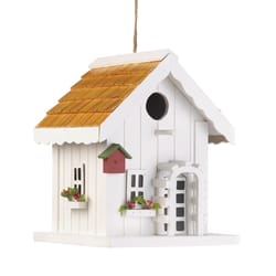 Songbird Valley Coastal Cottage 9 in. H X 7.1 in. W X 7.1 in. L Wood Bird House