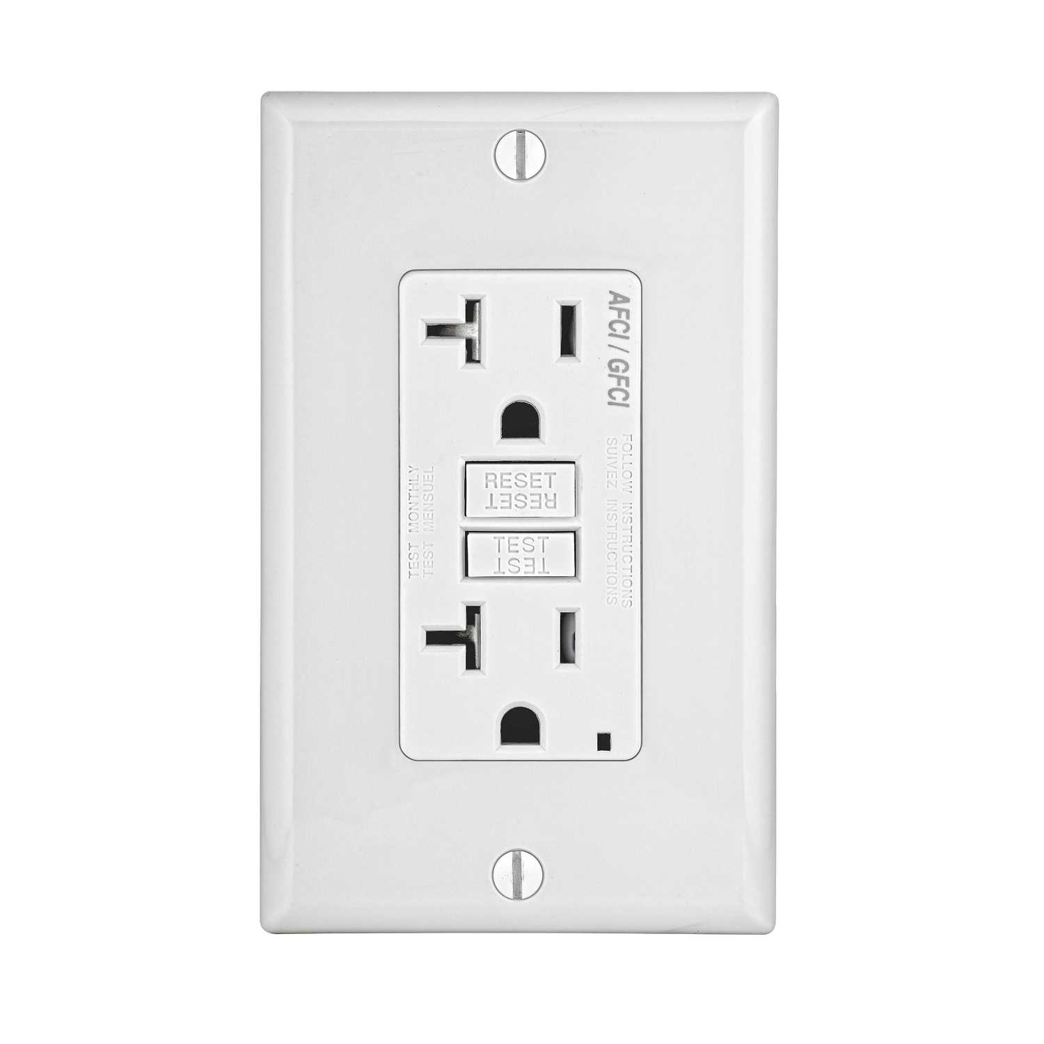 Leviton Decora 20 amps 125 volt White AFCI/GFCI Dual Function Outlet 5