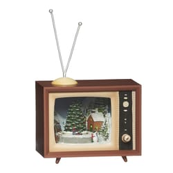 Roman Amusement Multicolored Television with Winter Scene Light Up Animated Music Box 6.4 in.