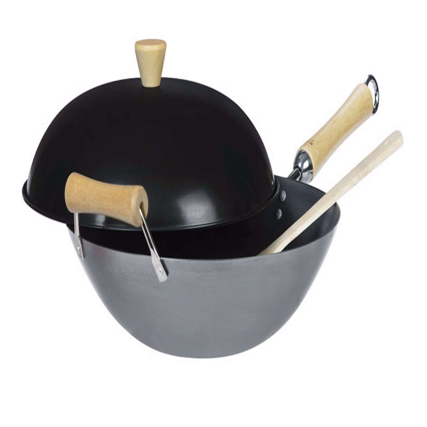 Big Green Egg Carbon Steel Wok with Bamboo Spatula
