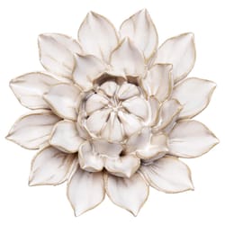 Chive Coastal 2.6 in. H X 5.9 in. L Glazed Ivory Ceramic Dahlia Wall Flower