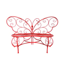 Alpine Red Cast Iron Butterfly Garden Bench 38 in. H X 26 in. L X 61 in. D