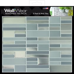 WallWear .01  H X 8  L Gray/Silver Metal/Plastic Wall Tile