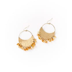 Matr Boomie Ridhi Semi-Precious Citrine and Sunstone Women's Shaky Hoop Gold Earrings