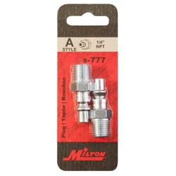 Milton Steel Air Plug 1/4 in. Male 2 pc