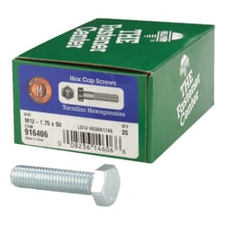 HILLMAN M12-1.75 mm D X 50 mm L Heat Treated Steel Hex Head Cap Screw 25 pk