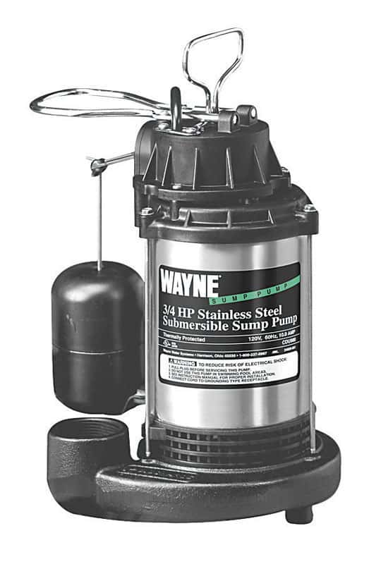 Wayne 3/4 hp 5,673 gph Stainless Steel Vertical Float Switch AC Sump ...