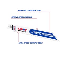 Lenox MULTIWOLF 8 in. Bi-Metal WAVE EDGE Reciprocating Saw Blade 10 TPI 5 pk