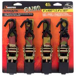 Keeper 1 in. W X 8 ft. L Camo Tie Down w/Ratchet 400 lb 4 pk