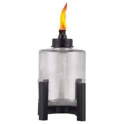 TIKI Black/Clear Glass/Metal 6.5 in. Elevated Tabletop Torch 1 pc