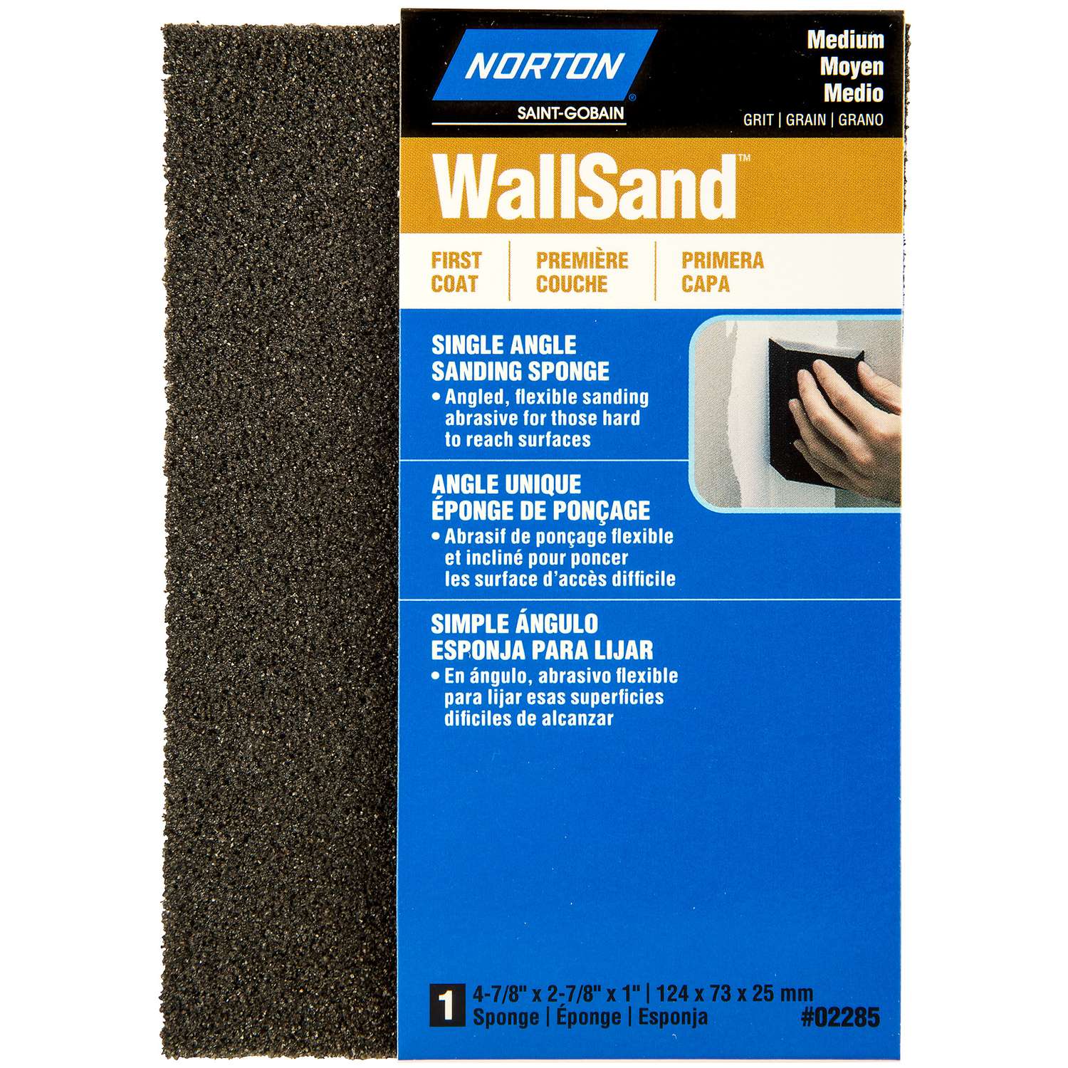 Norton WallSand 4.88 in. L X 2.88 in. W X 1 in. T Medium Single Angle
